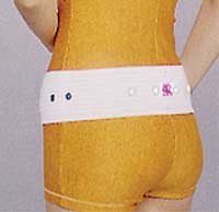 ツボに作用の腰痛解消グッズ　人気の腰痛ベルト：　腰痛ニューシステム　装着画像