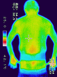 被験者Ａ　普通のベルト　上半身背中　体温　34.6℃